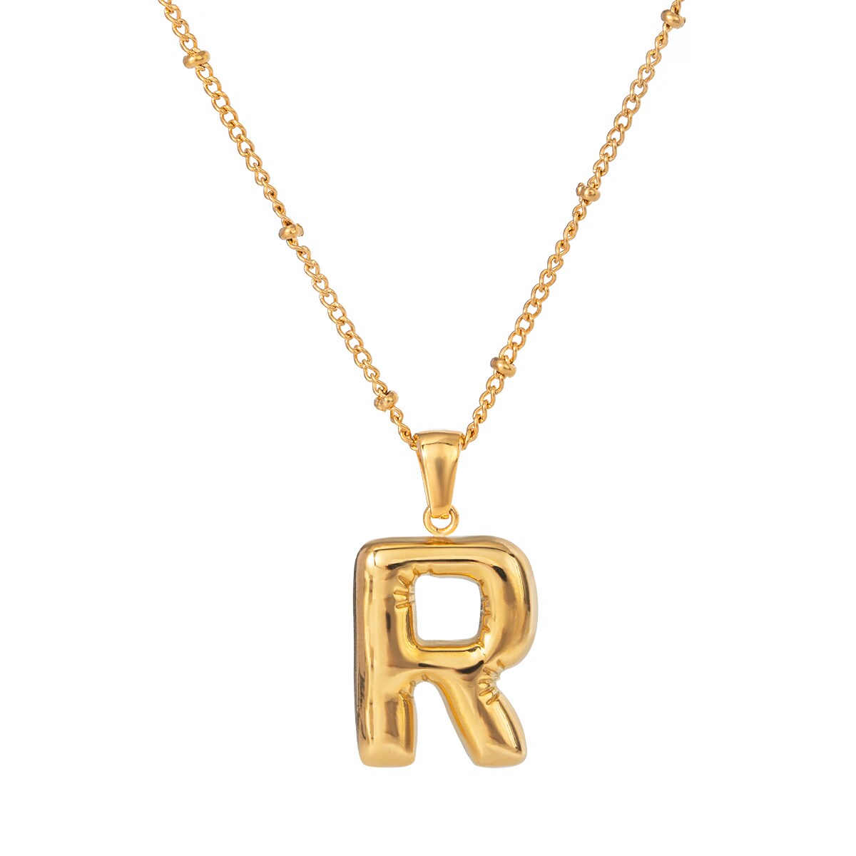 Gold color / 1 Piece Simple Casual Style Letter R Shape Stainless Steel 18K Gold Plated Women's Pendant Necklace Picture5